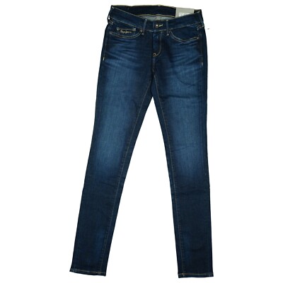 PEPE JEANS Pixie Damen Hose Skinny Slim Leg low stretch Gr 36 S W28 L32 blau NEU