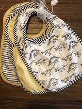 Boys 3 Piece Set Bibs 100 Cotton Dinosaur Stripes Washable