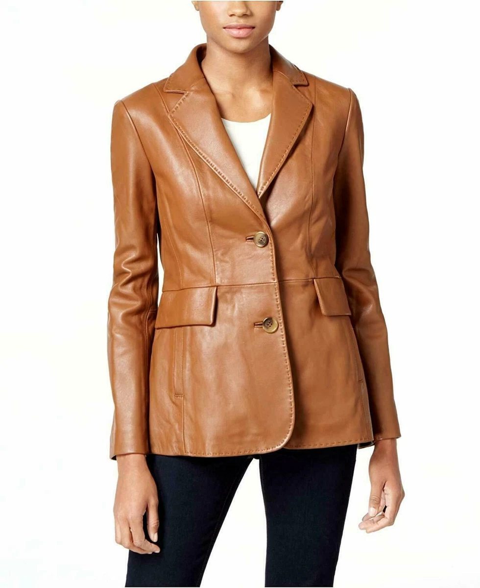 Elegant leather top jacket womens