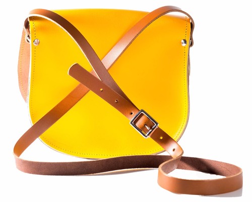 Sacoche de selle femme en cuir jaune et marron fabriqué au Royaume-Uni disponible plusieurs couleurs - Photo 3 sur 4