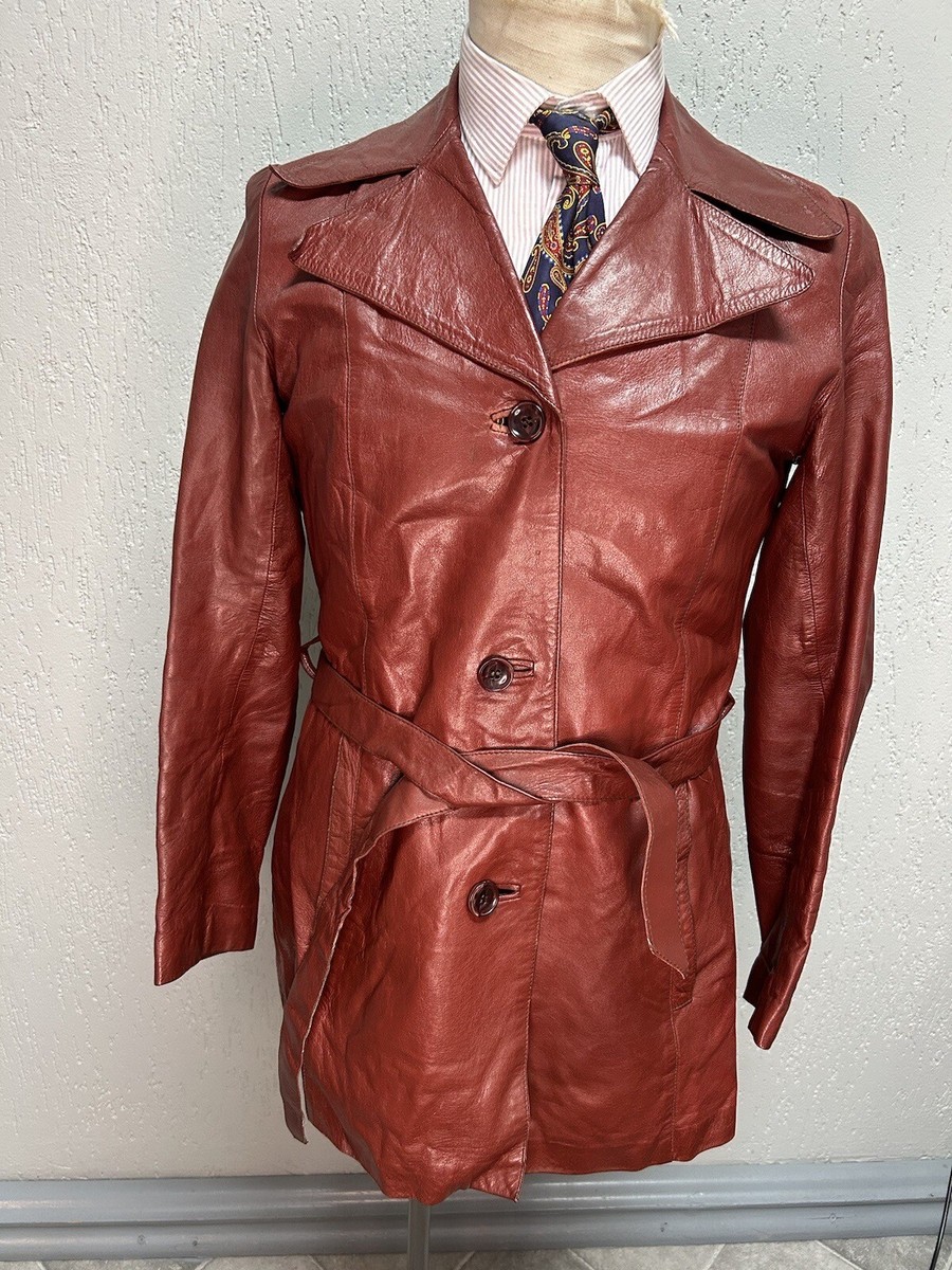 Vintage 1970s Women's Red Leather Jacket Western Disco Belted