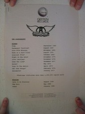 Aerosmith Vintage Press Kit Discography