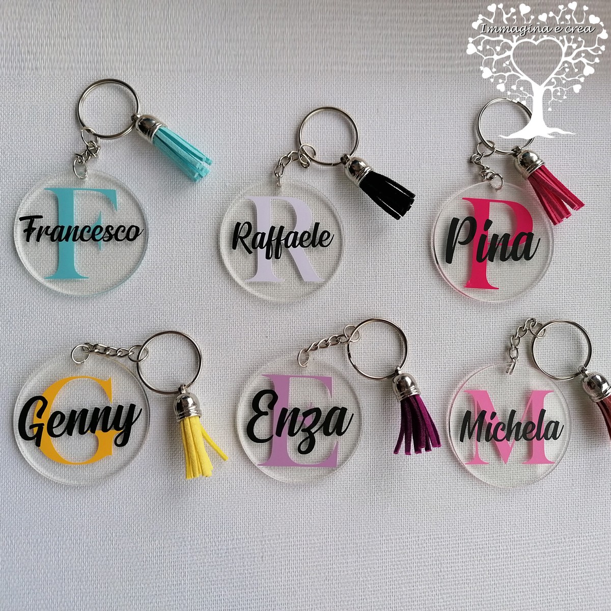 Portachiavi Donna Con Lettera Iniziale E Nappa - Ciondolo Personalizzato In Oro Con Nappa Rosa, Regalo Idea - 4