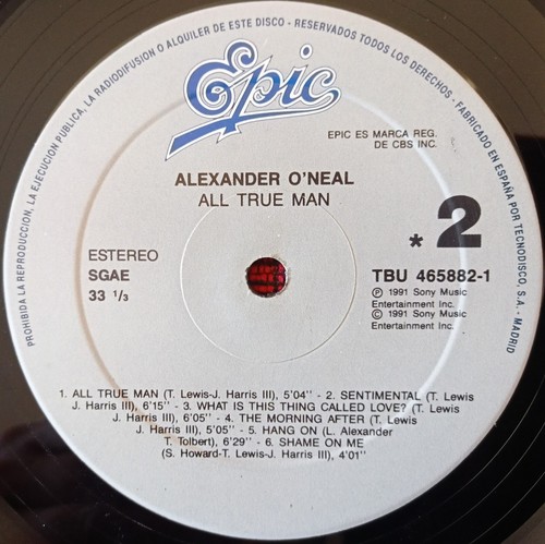 ALEXANDER O'NEAL ** All True Man ** ORIGINAL 1991 Spain LP w/INSERT - Picture 4 of 4