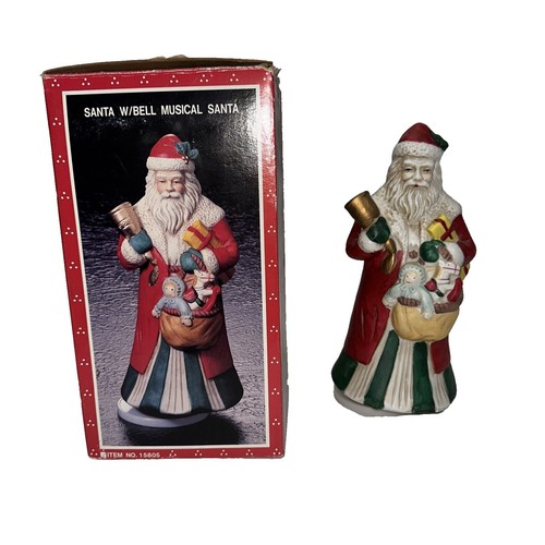 S45 Antique Postcard Merry Christmas Santa Claus Red Suit Drum