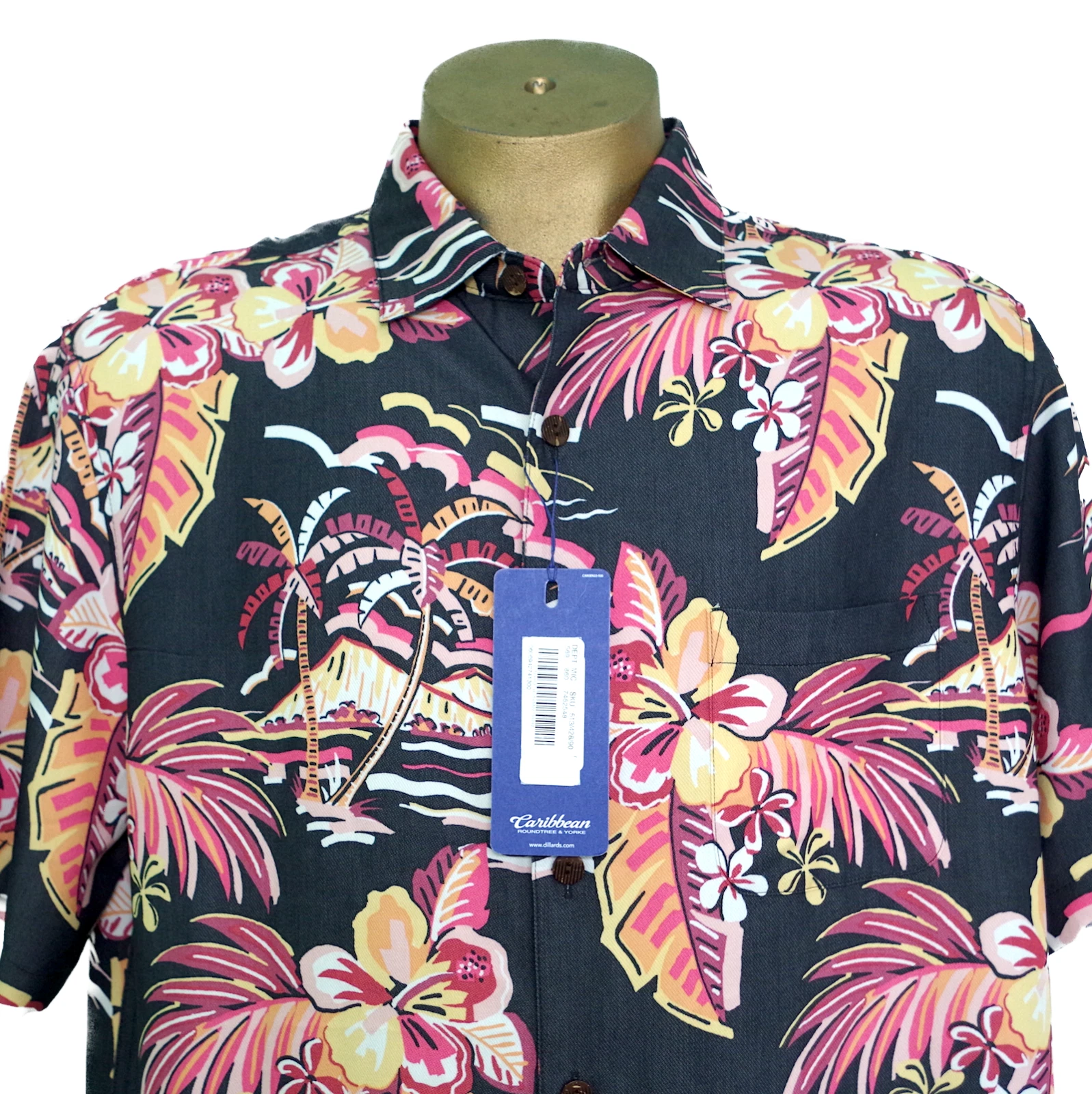 NWT Caribbean Roundtree & Yorke XL Men's Hawaiian Shirt 51" Chest