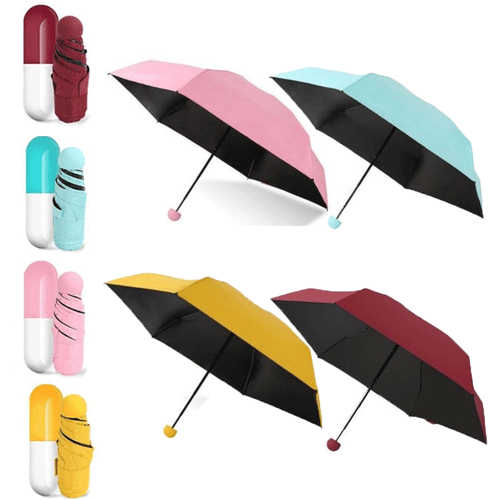 Mini Compact Umbrella Travel Sun Rain UV Protection Folding with Case Women Kids - Picture 2 of 20