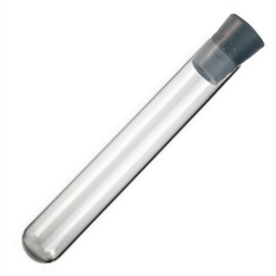 10x75mm Glass Test Tubes W/ Rubber Stoppers, 5ml, Karter Sci 401W2 (Pack 10)