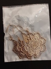 Fashion Jewelry gold tone boho style floral hoop earrings