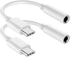 USB C to 3.5mm Audio Headphone Jack Adapter (2Pack), Aux to USB C Dongle Cord Ca