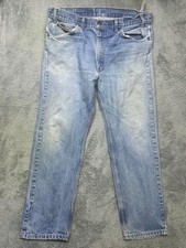 VTG Levis 505 Jeans Mens 38x30 Regular Fit Straight Leg Distressed Orange Tab