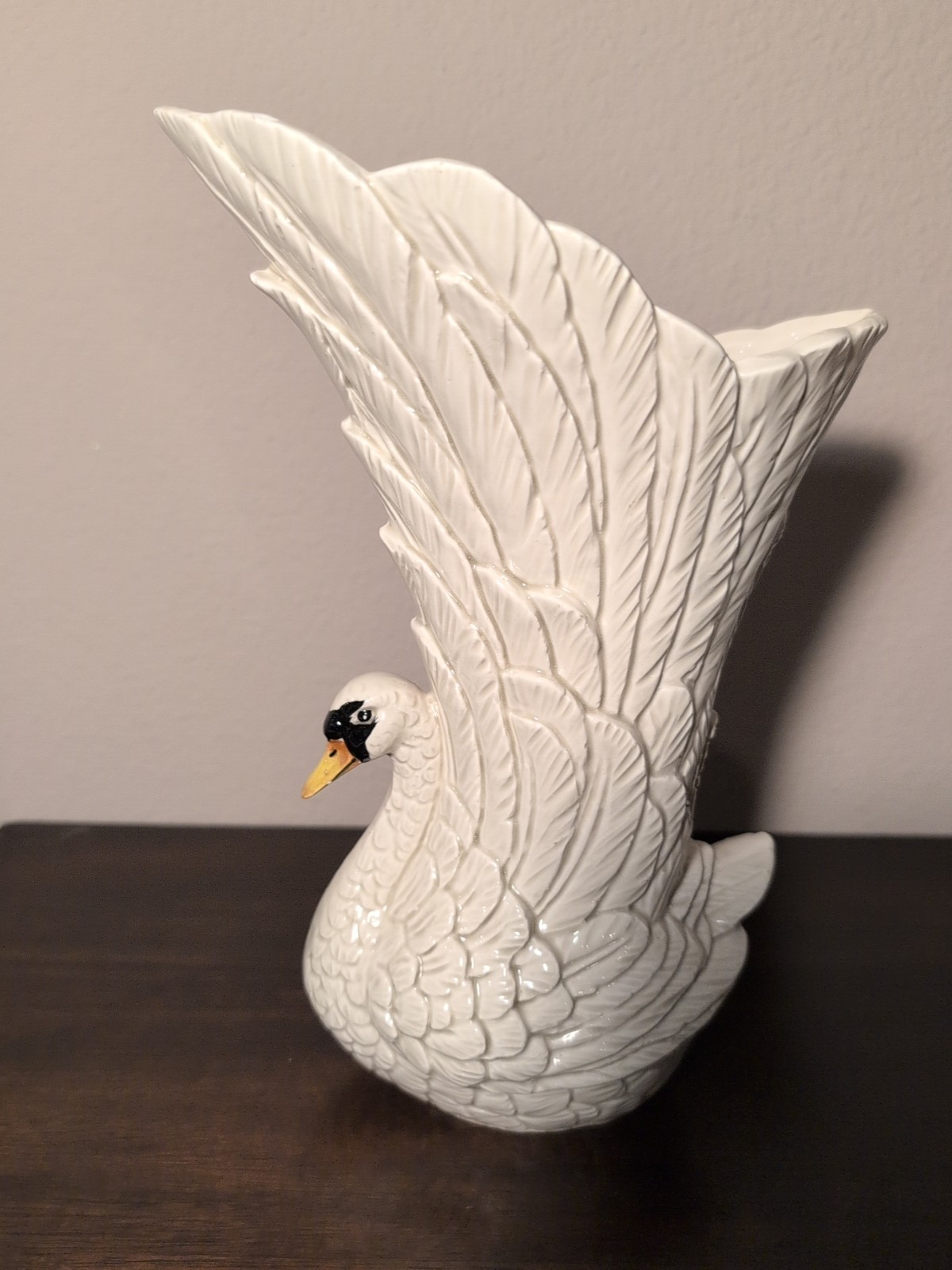 Precioso jarrón cisne de cerámica vintage