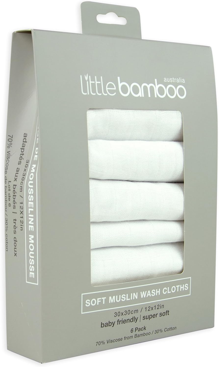 Muslin Baby Wash Cloths - Pack of 6