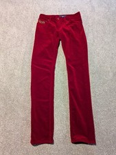Vintage Ralph Lauren Pants Womens 4 Red Corduroy Thompson 650 Embroidered Pony