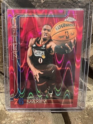 2025 Topps Chrome Update Basketball 41 Tyrese Maxey RayWave Magenta /299 76ers