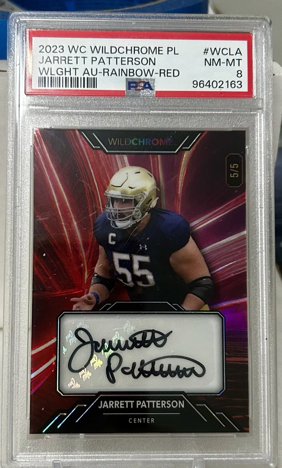 Jarrett Patterson Wild Card Wildchrome Pro-Look Hobby Wildlight Autograph #WCLA Rainbow Foil-Red