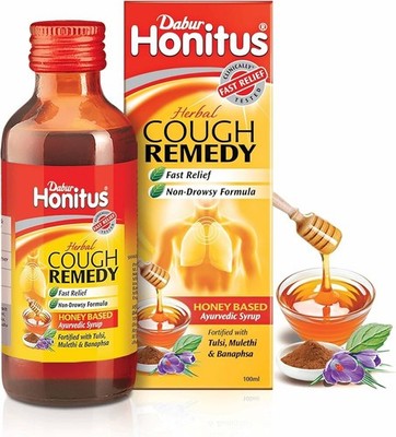 Dabur Honitus Herbal Cough Syrup 200 ML with Honey & Tulsi for Throat Care
