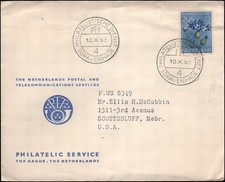 Netherlands #B253 philatelic service, The Hague to Scotts Bluff NE, 1952