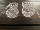 Set of 4 Crystal Glass Salt Cellars Dips Bowls With Spoons VTG Made in Japan — photo 4