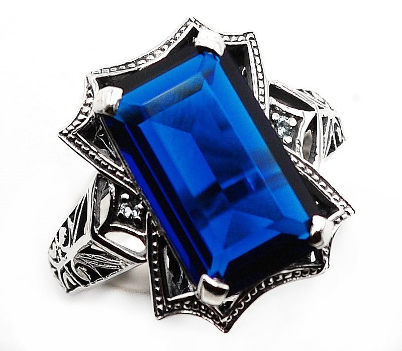 12CT Heat Treated Kyanite 925 Sterling Silver Vintage Style Ring Sz 7 Z7-5