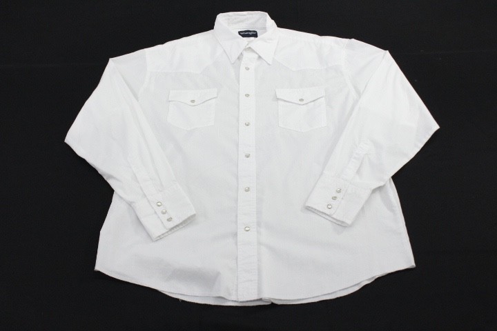 Wrangler Men's Western Pearl Snap Shirt Long Sleeve Solid White Size XL