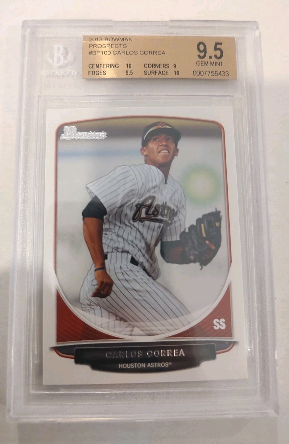 2013 Carlos Correa 1st Bowman Chrome Prospects #BCP100 Rookie BGS 9.5 Gem Mint