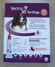 Vectra 3D for Dogs - Over 95 lbs. - Sealed box of 6 Kills Fleas Ticks Mosquitoes