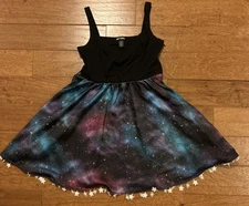 Unique Modified Galaxy Print Hot Topic Dress with Lace Trim (US Size L)