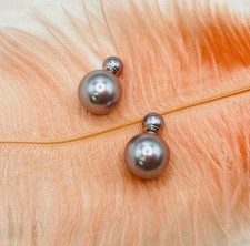 Gray Double Pearl Earrings Elegant