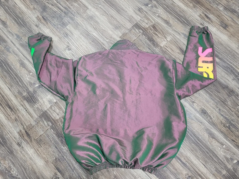 Surf Style Windbreaker Mens Small Pullover 1/4 Zip Metallic Gray Retro. - Image 2 of 4