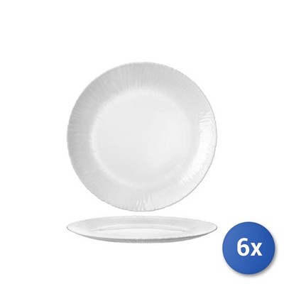 6x Glasteller Opal Kokos Weiß Obst 21 cm