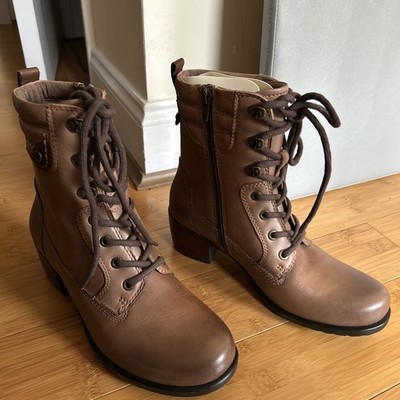 Earth Shoes Womens Denali Anchor Lace Up Heel Boots Walnut Brown Size 8M