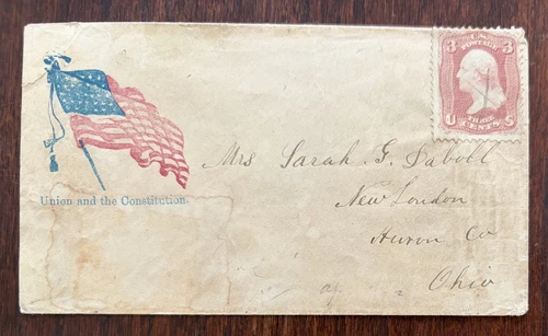 c1860's Civil War Patriotic Cover cachet union and the constitution Ohio