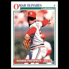 Omar Olivares Rookie #748.0 1991 Score St. Louis Cardinals Baseball Card MLB. rookie card picture