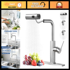 Modern Kitchen Faucet with Pull Down Sprayer, 360 Rotatable, Single Handle, Bru