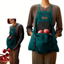 Gardening Apron with Harvesting Pouch for Women/Men, Adjustable Cross Back  Zi...