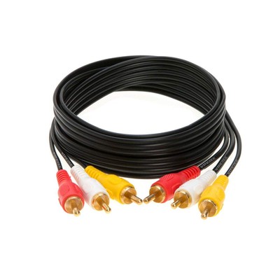 3RCA Video/Stereo Audio Cable, Composite Wire Cord DVD HDTV 6ft, 12ft, 15ft, ...