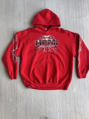 Vintage Gildan  Dodge Hemi  Lighting Red Pullover Hoodie Mens XL  Grunge Y2K