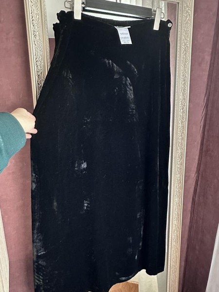 Women Laura Ashley Dress Black Velvet M #A16U