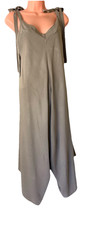 Taupe Wide Leg Jumpsuit Tie Strap Floaty Boho Minimalist Summer Loose Fit
