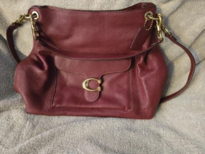 Coach Tabby Hobo Polished Pebble Leather 78207 Raspberry/Maroon