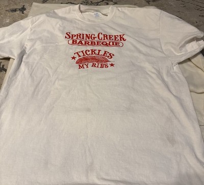 Spring Creek Barbeque Shirt  2XL Tickles My Ribs Free Blue Bell Ice Cream