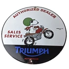 Vintage Triumph Sign - Porcelain Automobiles Snoopy Mechanic Gas Oil Pump Sign