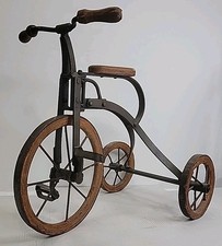 Antique-Style Tricycle, Wrought Iron/Wood, 14" Tall, See Description