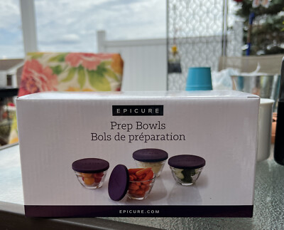 Epicure Prep Bowls - Set of 4 Tempered Glass 1 Cup Bowls W/ Lids - New In  Box | eBay