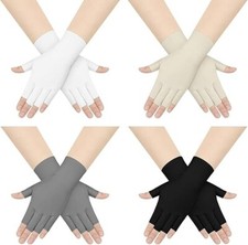 4 Pairs Sun Protection UV Gloves for Woman Half Finger Summer Hand Protection
