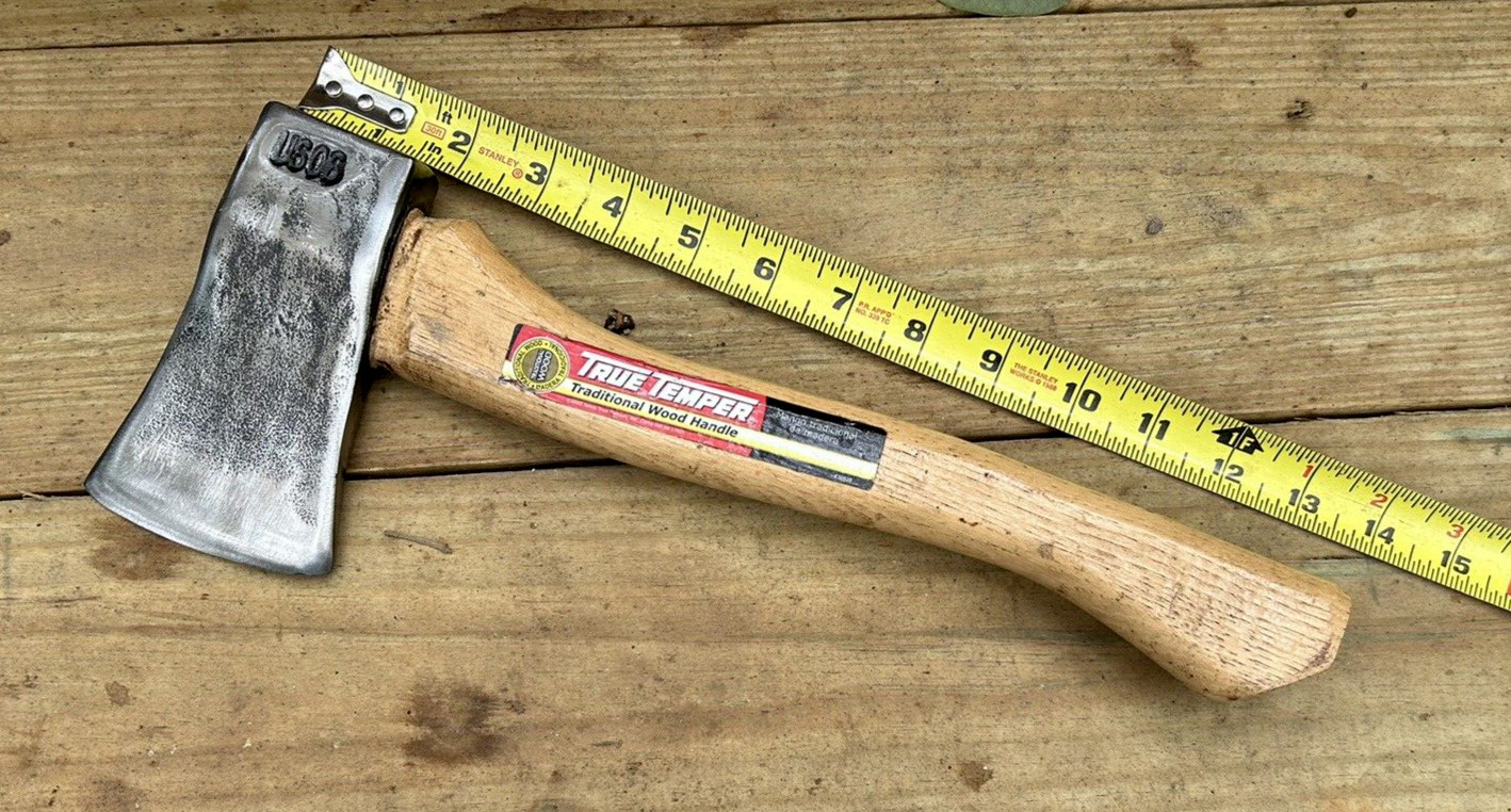 Vtg US 06 WOODINGS VERONA TRUE TEMPER Military Hatchet 1 lb 13 oz, Wood Handle