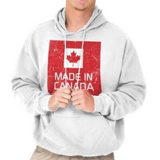 Made In Canada Patriotic Canadian Leaf Flag Adult Long Sleeve Hoodie Sweatshirt