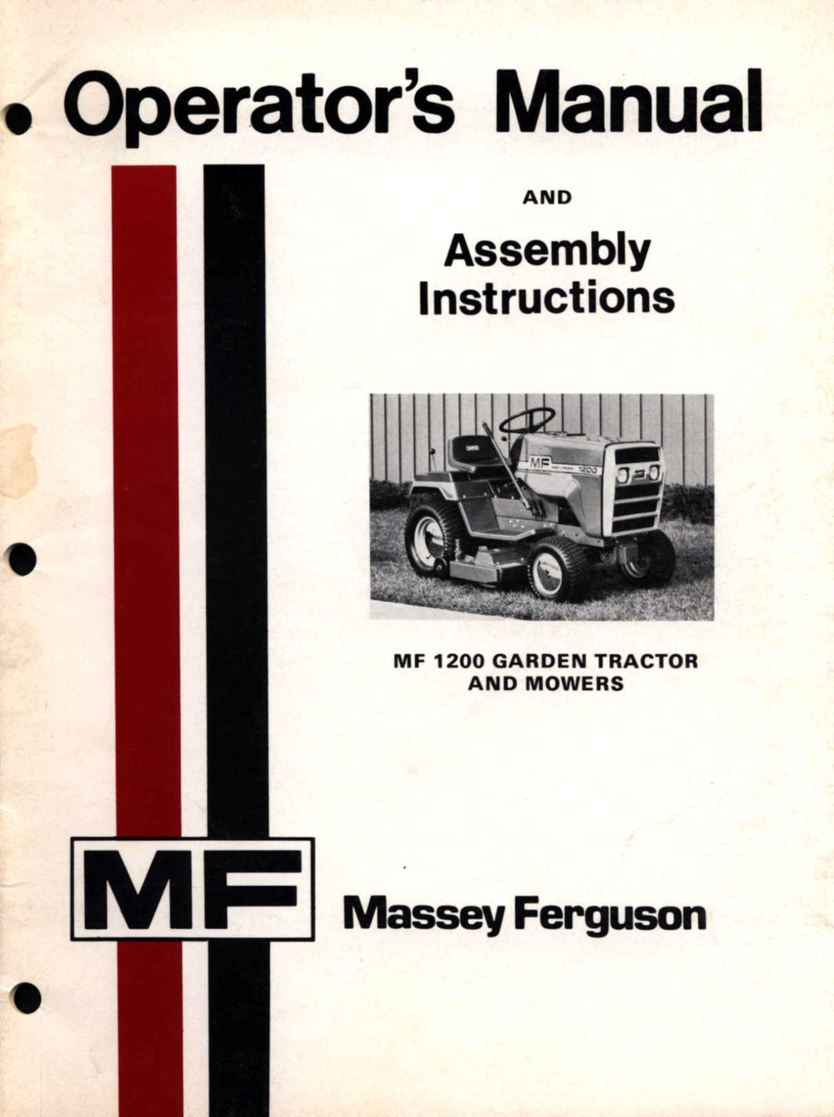 Buy Massey Ferguson MF 1200 Garden Tractor Mower Operators Manual Mf1200  online | eBay