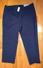 TALBOTS CHATHAM FRONT ZIP CROP PANTS SZ 14 NWT INDIGO NAVY BLUE NEW